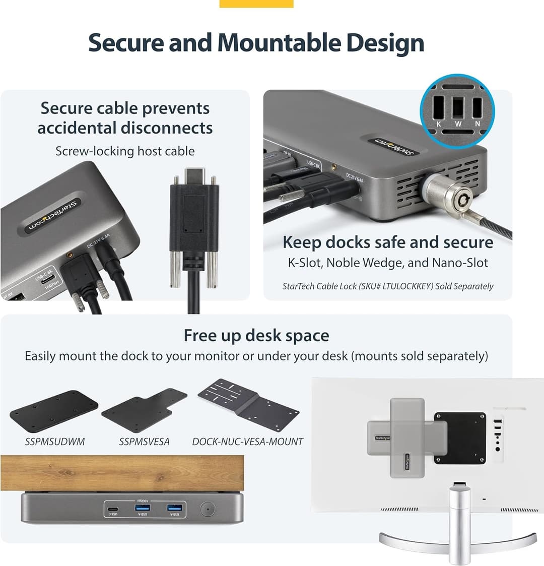 StarTech USB4 Universal Dock Dual 4K 144Hz 8K 60Hz DisplayPort 100W Passtrough - Image 6