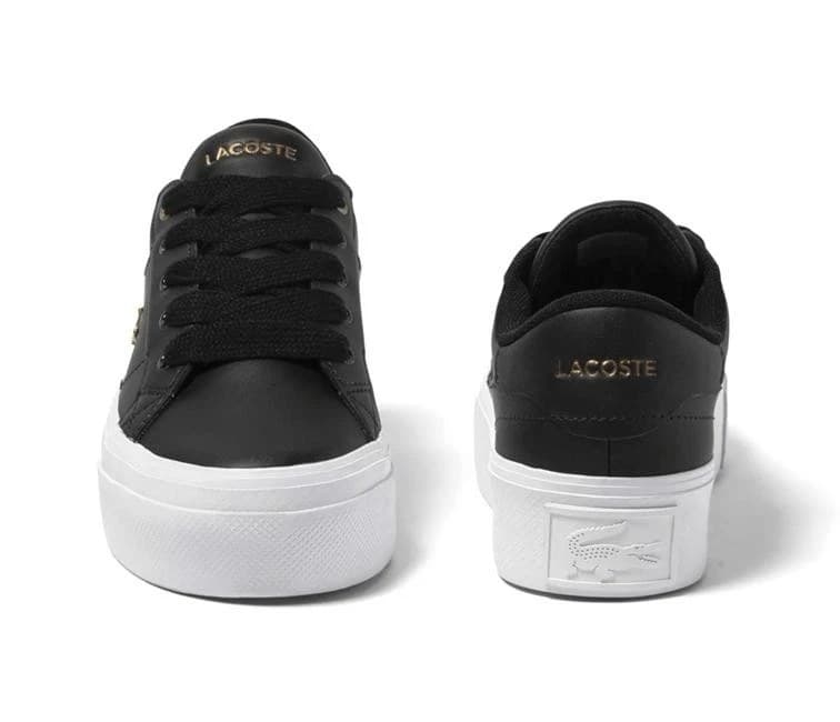 Lacoste Ziane Platform Womens Leather Trainers Black White Gold UK Size 4 - Image 5