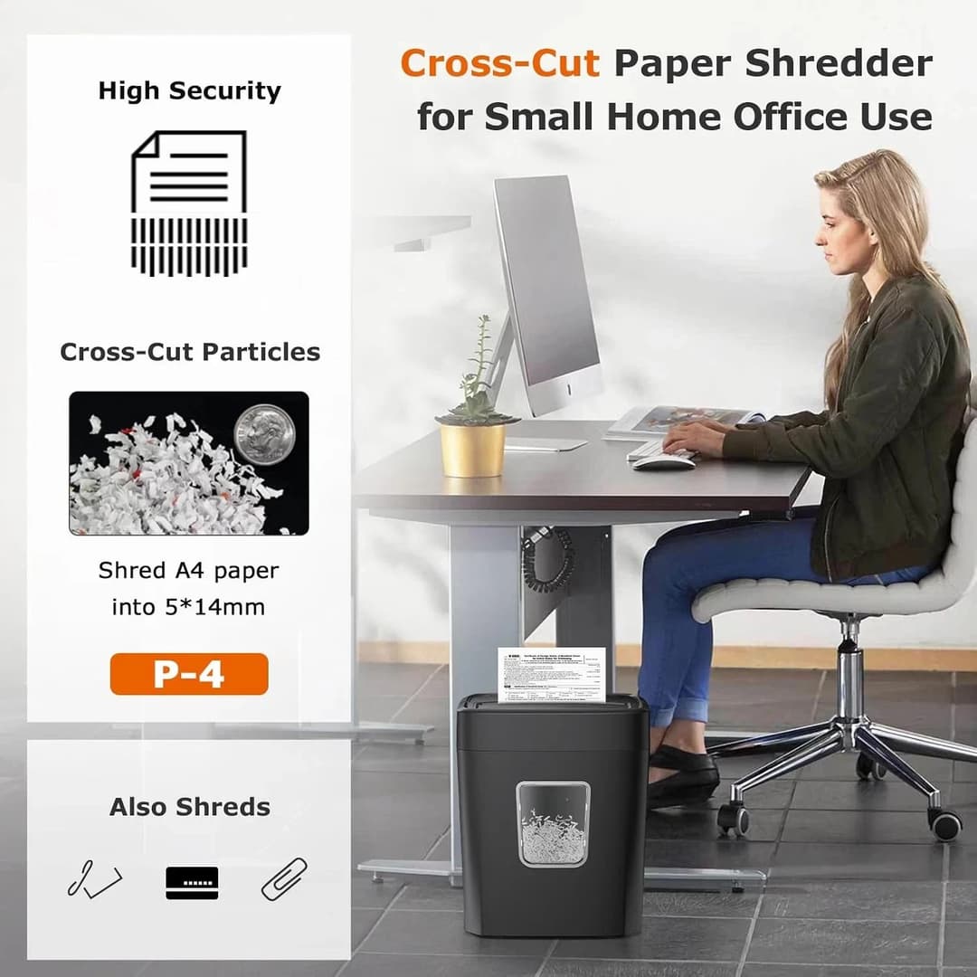 Bonsaii 8-Sheet Cross-Cut Paper Shredder for Home Office,P-4 Security C261-C - Image 3