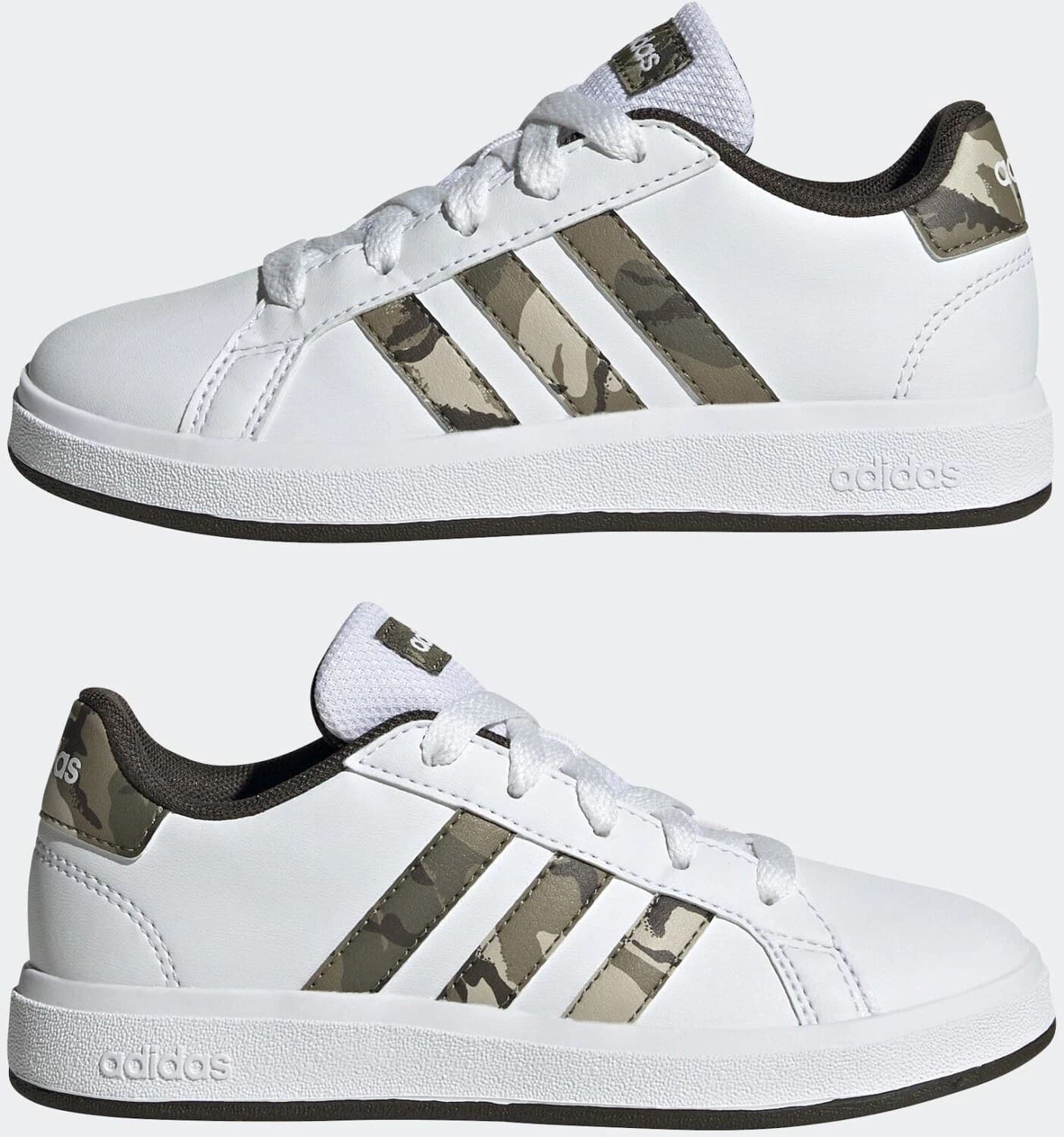 Adidas Grand Court 2.0 K Junior Girls Boys Trainers White Green UK 6 Womens