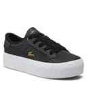 Lacoste Ziane Platform Womens Leather Trainers Black White Gold UK Size 4 thumbnail 2