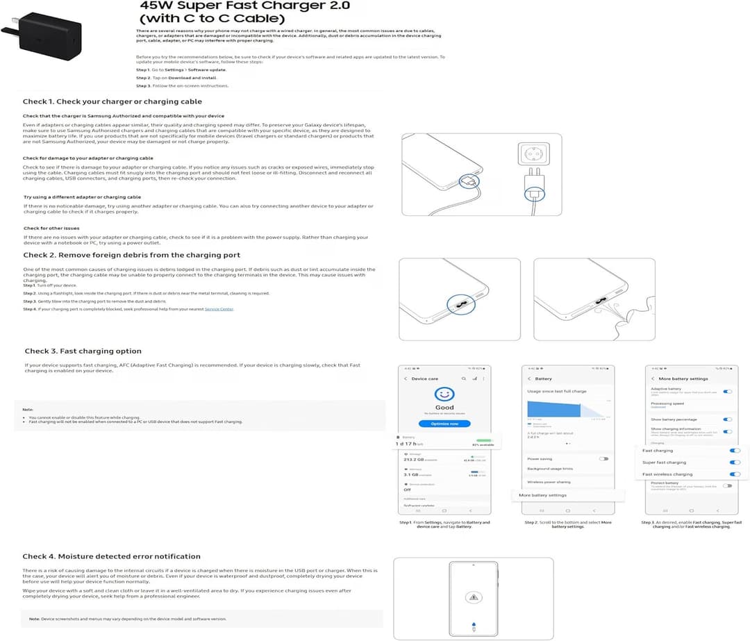 Samsung 45W Super Fast Charger USB-C to USB-C Cable 1.8m Black - Image 4