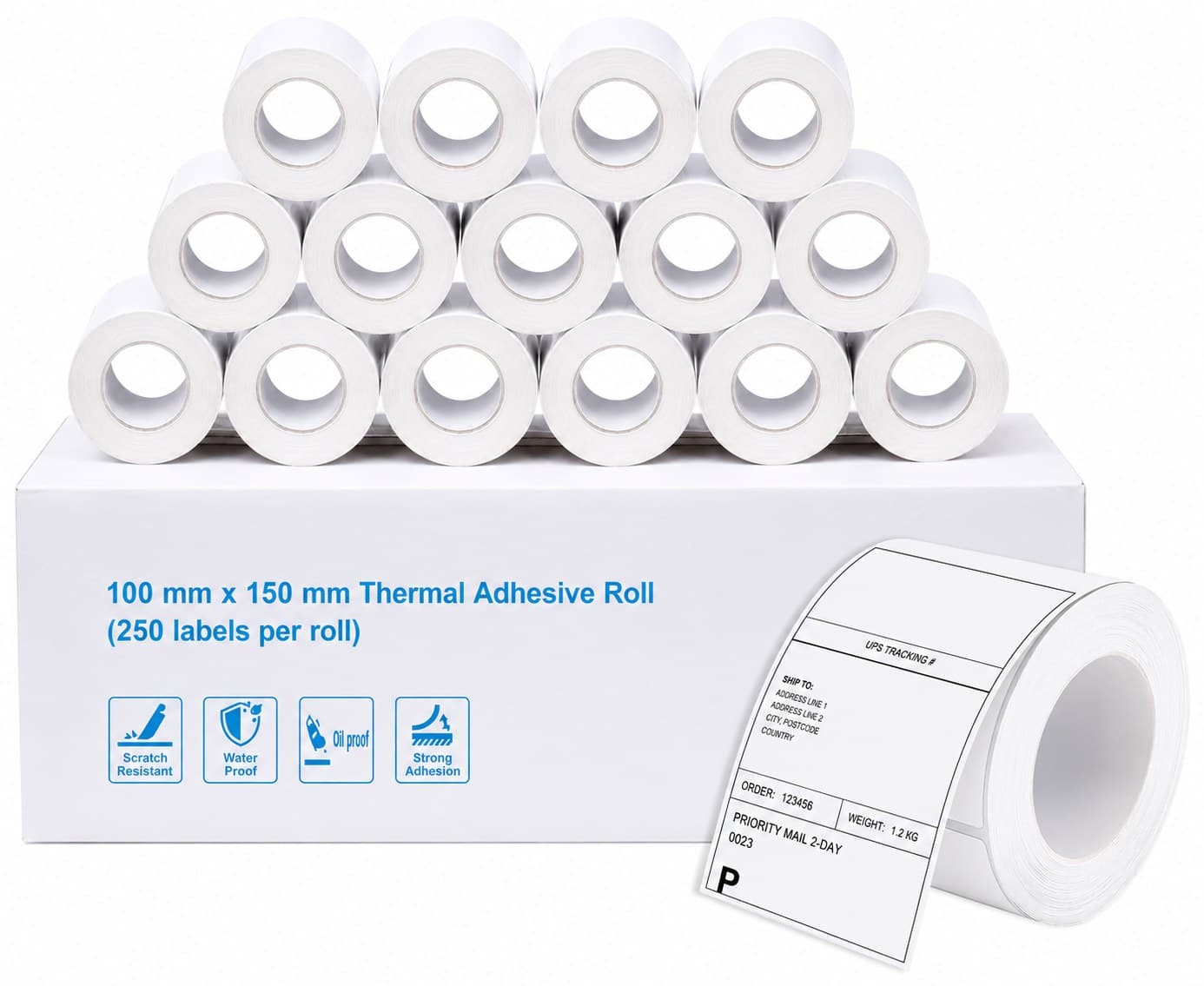 100 x 150 mm (4" x 6") Premium Coated Self-Adhesive Direct Thermal Label for Zebra 20 Rolls/5000