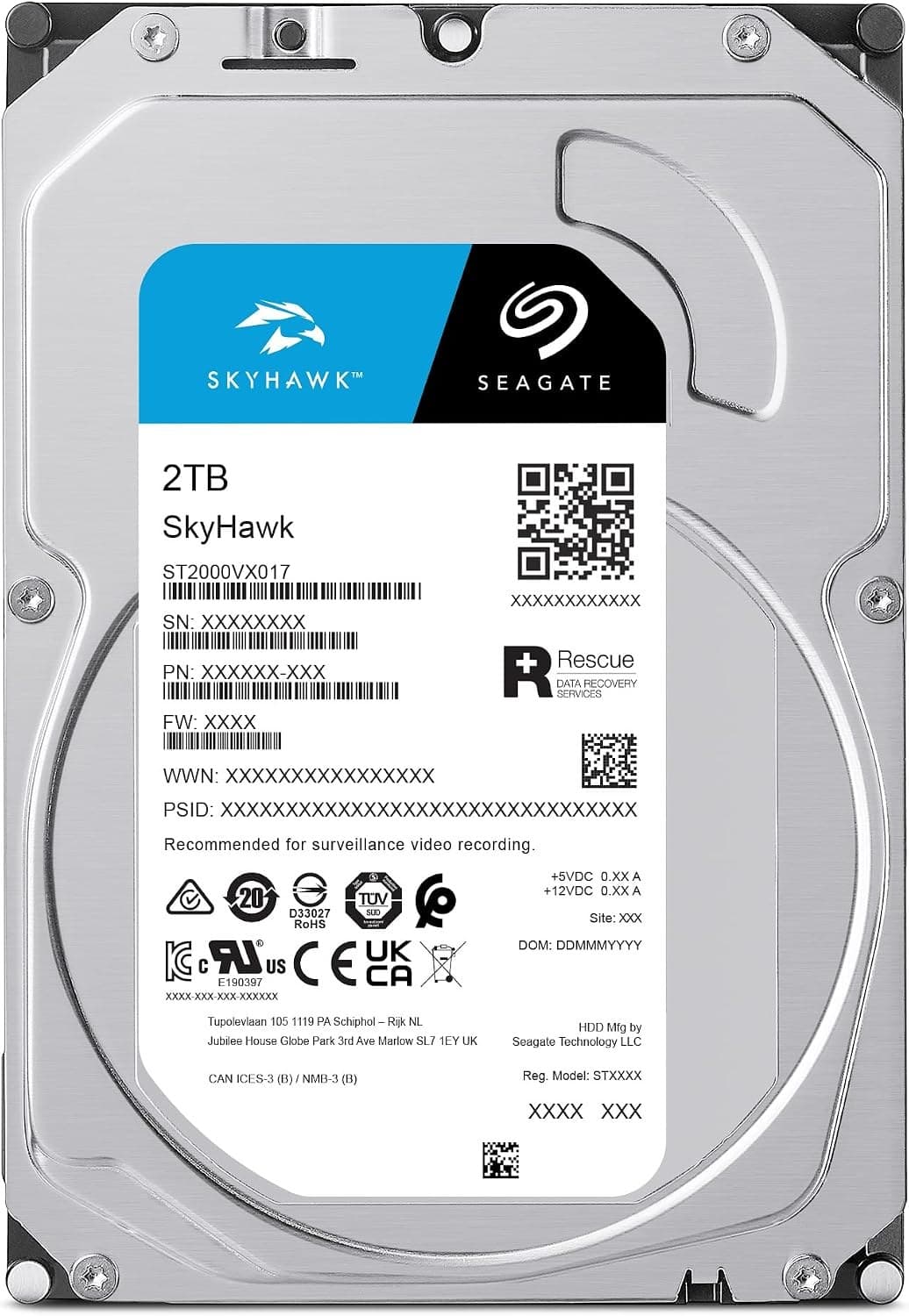Seagate SkyHawk 2TB Internal Surveillance Hard Drive 3.5" SATA 6 Gb/s (ST2000VXZ17) - Image 5