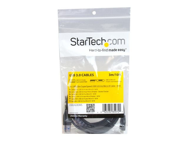 StarTech USB3AUB3MS USB Cable Black - Image 2