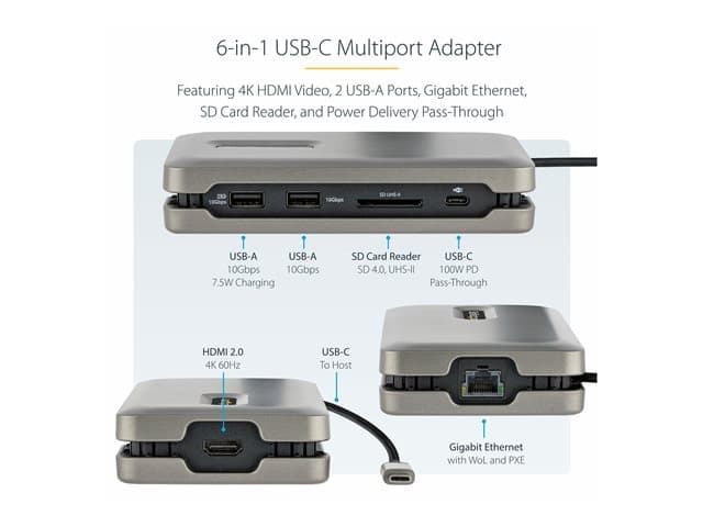 StarTech DKT31CSDHPD3 USB-C Docking Station Space Grey - Image 5