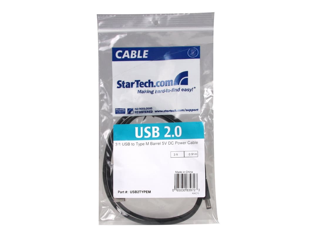 StarTech USB Type-M to DC 5V Power Cable Black - Image 1