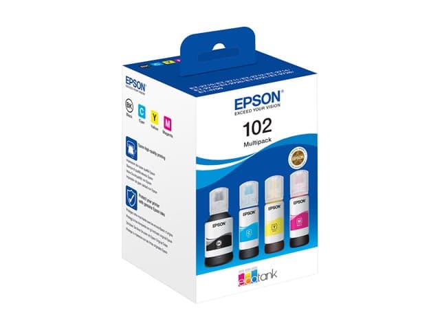 EPSON 102 EcoTank Cyan, Magenta, Yellow & Black Ink Bottles - Image 1