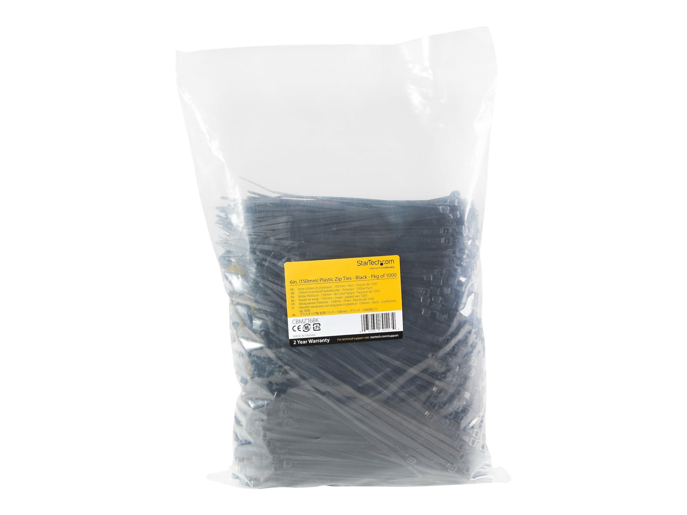StarTech CBMZT6BK Cable Ties Black 1000-Pack