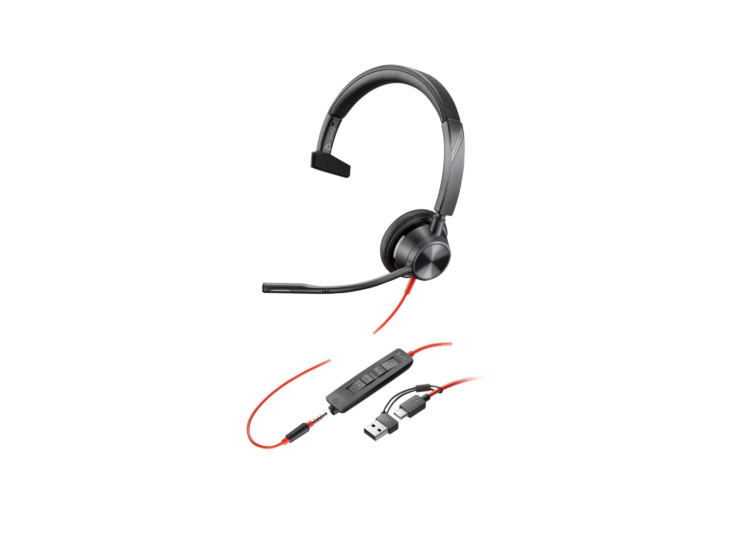 HP Poly Blackwire 3315 - headset - 3.5 mm jack, USB-C