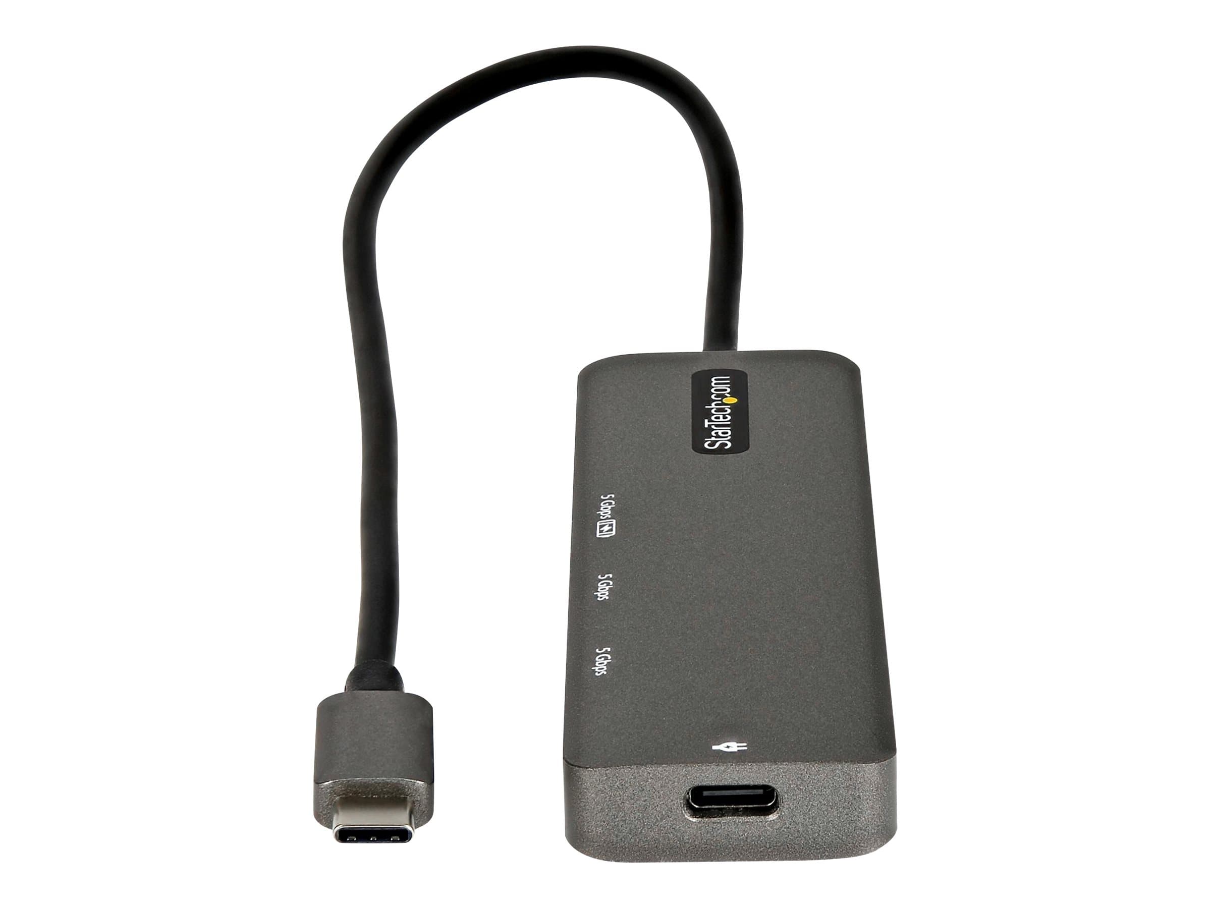 StarTech.com USB C Multiport Adapter, USB-C to HDMI 2.0b 4K 60Hz (HDR10), 100W Power Delivery Pass-Through, 4-Port 5Gbps USB 3.0 Hub, USB Type-C Mini Dock, with 12" (30cm) Attached Cable - Thunderbolt 3 Compatible (DKT30CHPD3) - docking station - USB-C -