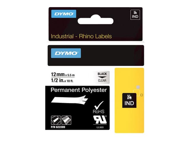 DYMO RhinoPRO Permanent Polyester - tape - 1 cassette(s) - Roll (1.2 cm x 5.5 m) - Image 2