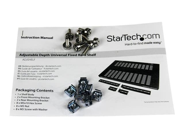 StarTech.com 1U Adjustable Vented Server Rack Mount Shelf - 175lbs - 19.5 to 38in Deep Universal Tray for 19" AV/ Network Equipment Rack (ADJSHELF) - rack shelf - 1U - Image 3