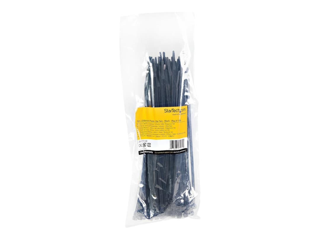 StarTech Cable Ties 10" 100 Pack Black - Image 1