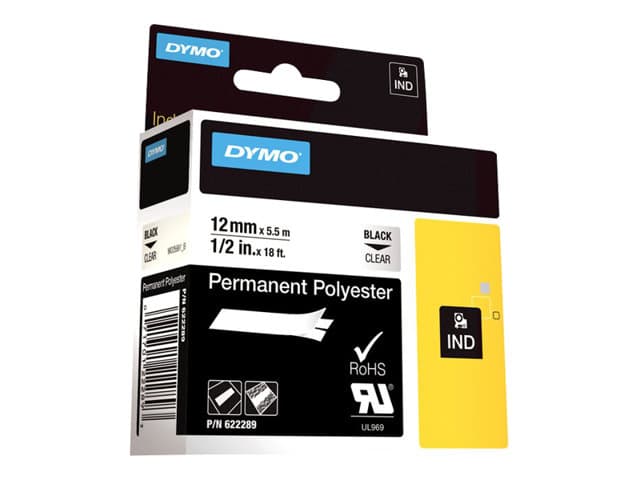 DYMO RhinoPRO Permanent Polyester - tape - 1 cassette(s) - Roll (1.2 cm x 5.5 m) - Image 4