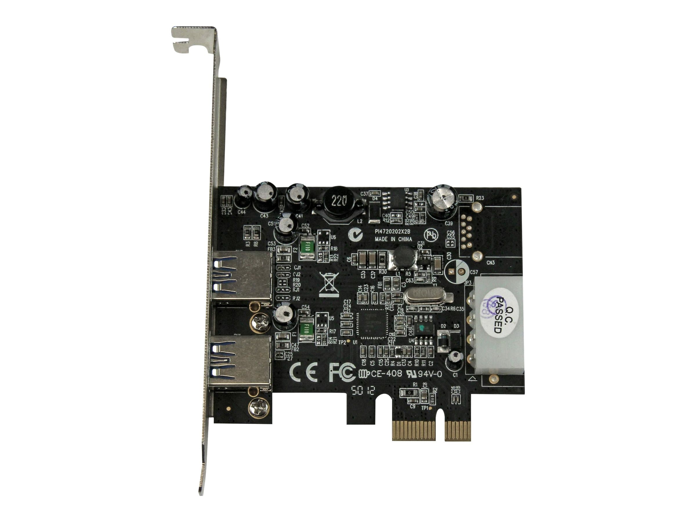 StarTech.com 2 Port PCI Express (PCIe) SuperSpeed USB 3.0 Card Adapter with UASP - LP4 Power - Dual Port USB 3 PCIe Controller (PEXUSB3S25) - USB adapter - PCI Express x1 - USB 3.0 x 2