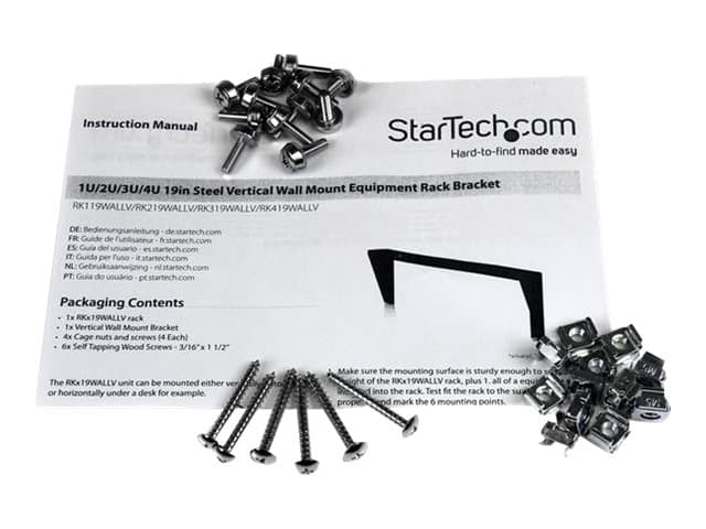StarTech.com 2U Vertical Wall Mount Patch Panel Bracket - Steel Rack Mount Bracket w/Hardware for 19" Network, Server and Data Equipment (RK219WALLV) - mounting bracket - 2U - Image 6