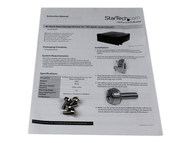 StarTech 4UDRAWER 4U Rack Storage Drawer Black - Image 5