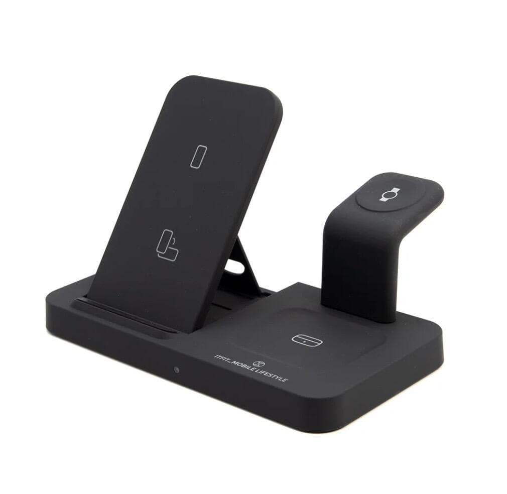 ITFIT 3-in-1 Wireless Charging Pad for Samsung Devices, Fast Charge Stand for Phone - Black - Image 1