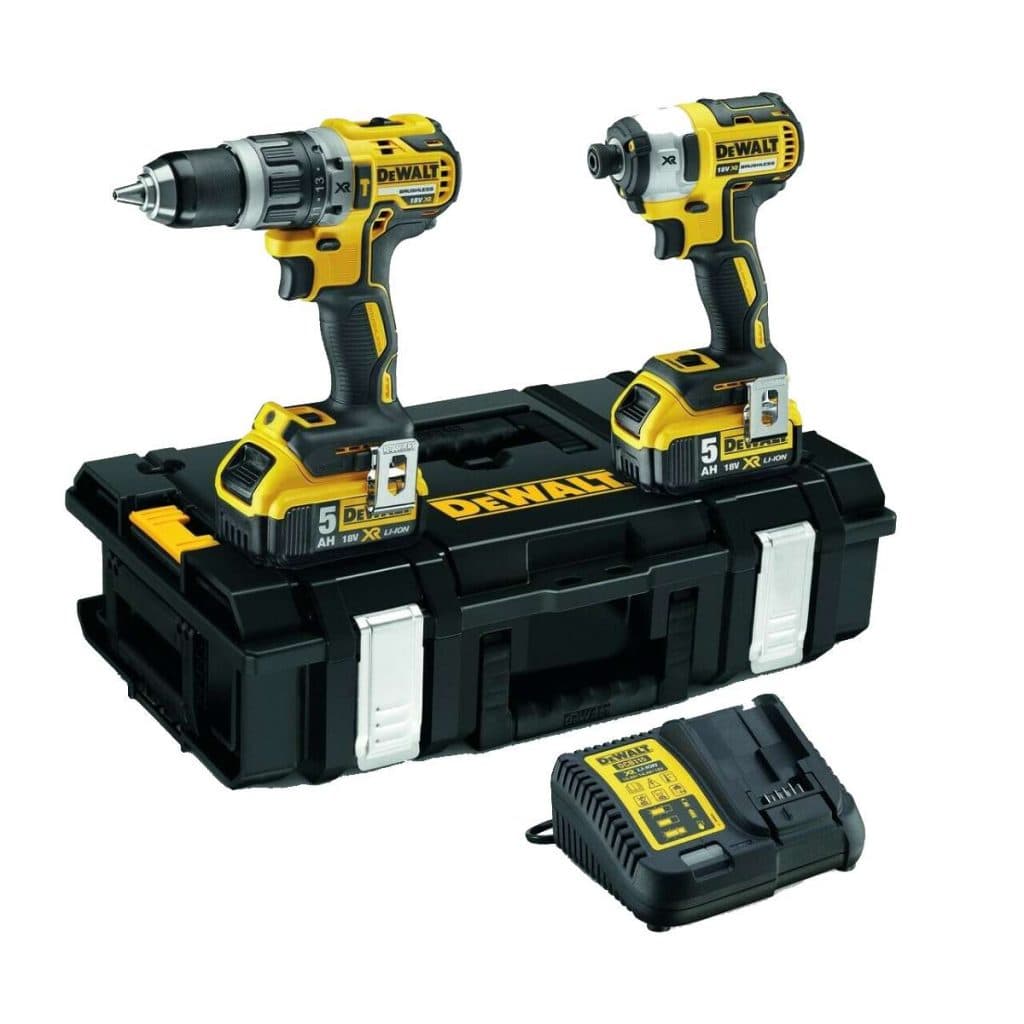 DeWalt DCK266P2 XR 18V Brushless Combi Drill & Impact Driver Kit, 2 x 5.0Ah Batteries, Professional Power Tool Set