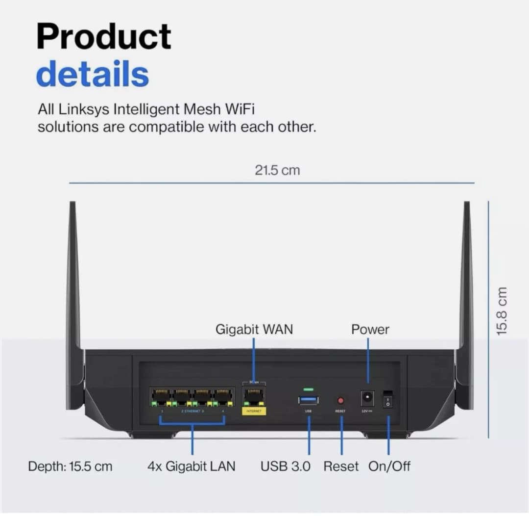Linksys Hydra Pro 6E MR7500 True Tri Band AXE6600 WiFi 6E Mesh Router - Image 2