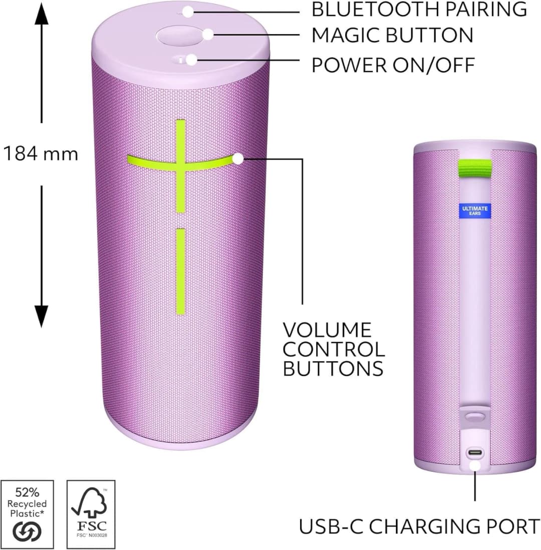 Ultimate Ears BOOM 4 Portable Waterproof Bluetooth Speaker Lilac - Image 2