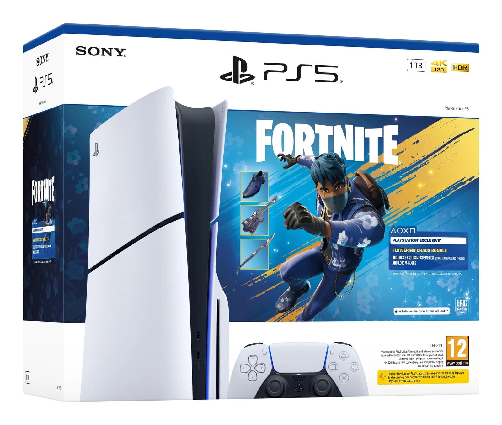 PlayStation 5 Slim 1TB Standard Edition Console White with Fortnite Flowering Chaos Bundle