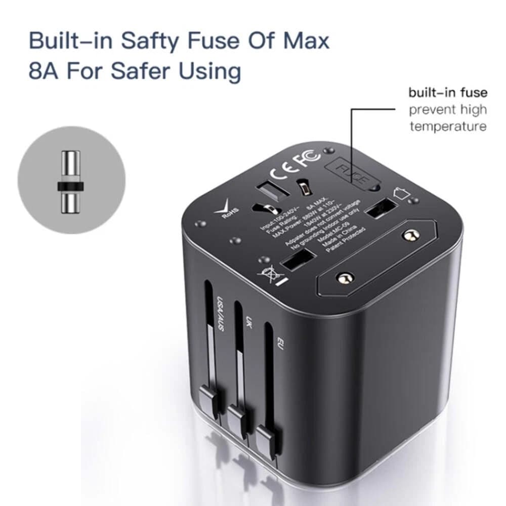 Yesido MC-09 Multi-function Universal Travel Adapter Plug - Black - Image 4