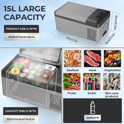 Gearzaar C15 12V 15L Portable Compressor Fridge Freezer Grey/Black - Image 5
