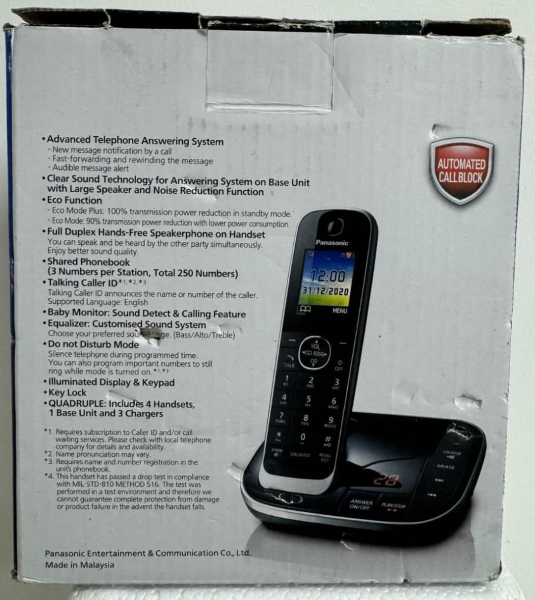 PANASONIC KX-TGJ424EB Cordless Phone - Quad Handsets, Black - Image 5