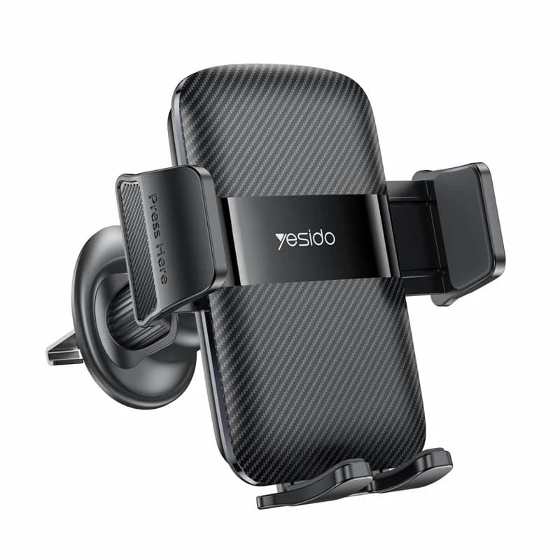 YESIDO C251 Air Vent Car Phone Holder for 4.8-7.2 Inch Phones, 360-Degree Rotation - Black