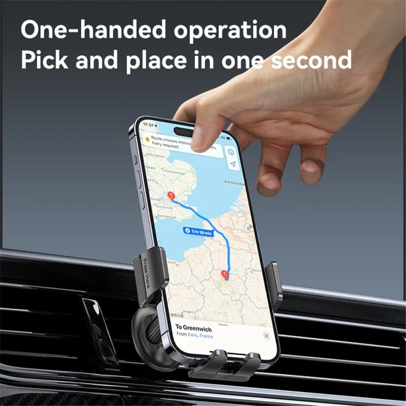 YESIDO C251 Air Vent Car Phone Holder for 4.8-7.2 Inch Phones, 360-Degree Rotation - Black - Image 3