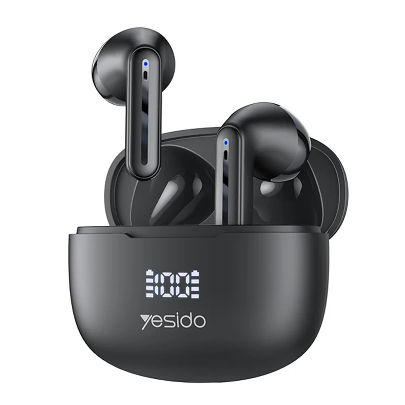 Yesido TWS19 ENC Noise Cancelling Semi In-Ear Wireless Earbuds - Black - Image 1