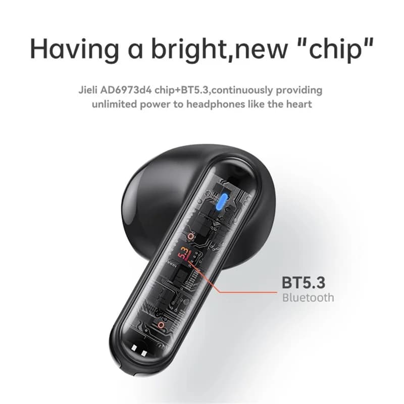 Yesido TWS19 ENC Noise Cancelling Semi In-Ear Wireless Earbuds - Black - Image 3