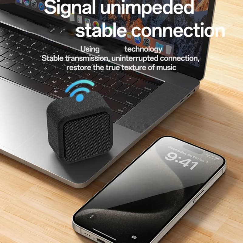 YESIDO YSW35 Mini Cube TWS Bluetooth-compatible Speaker with Lanyard Enhanced Bass Portable Subwoofer - Black - Image 4