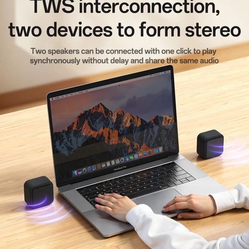 YESIDO YSW35 Mini Cube TWS Bluetooth-compatible Speaker with Lanyard Enhanced Bass Portable Subwoofer - Black - Image 5