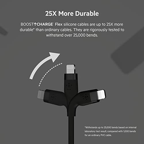 Belkin BoostCharge Flex USB-A to Lightning Cable 3M, Silicone Fast Charging Cable for iPhone & iPad – Black - Image 9