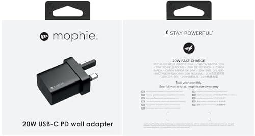 ZAGG mophie 20W USB-C Wall Charger – UK Plug, Fast Charging - Black - Image 7