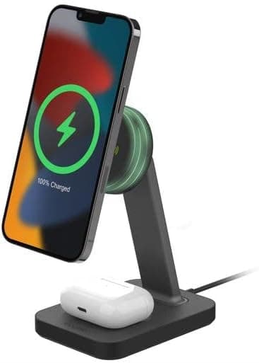Mophie Snap+ Charging Stand & Pad MagSafe Compatible 15W Wireless Charger Black