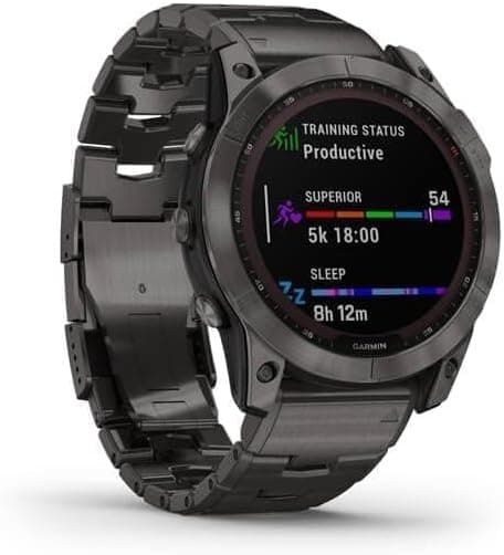 Garmin Fenix 7X Sapphire Solar Edition Carbon Grey DLC Titanium GPS Smartwatch with Vented Titanium Band - Image 2
