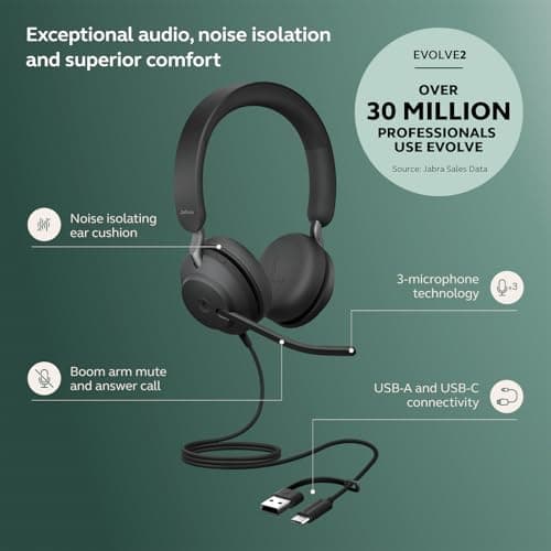Jabra Evolve2 40 SE UC Stereo Headset Black - Image 2