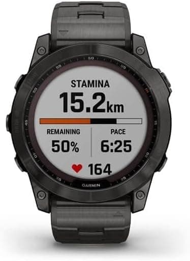 Garmin Fenix 7X Sapphire Solar Edition Carbon Grey DLC Titanium GPS Smartwatch with Vented Titanium Band - Image 6