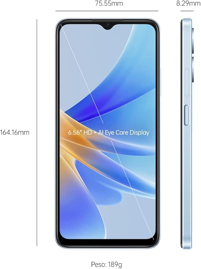 OPPO A17 Smartphone 4GB RAM 64GB ROM 6.56 Inch HD+ Display MediaTek 6765 5000mAh Battery Lake Blue - Image 3
