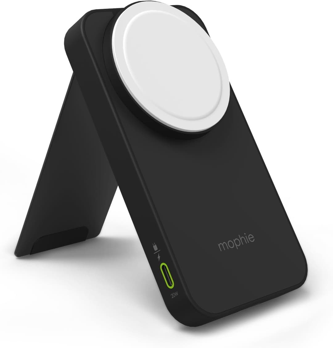 mophie powerstation wireless charging stand MagSafe, 15W fast charging, USB-C port, tripod socket, charge multiple devices, black - Image 1
