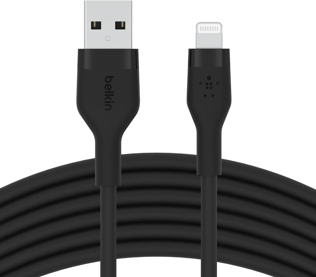Belkin BoostCharge Flex USB-A to Lightning Cable 3M, Silicone Fast Charging Cable for iPhone & iPad – Black - Image 1