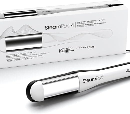 L'Oréal Professionnel SteamPod 4 Steam Hair Straightener & Styling Tool for All Hair Types, UK Plug - White - Image 1
