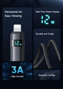 Mcdodo USB-A to Lightning Cable 4ft with LED Display – Nylon Braided Fast Charging for iPhone,1.2M iPad & AirPods thumbnail 2