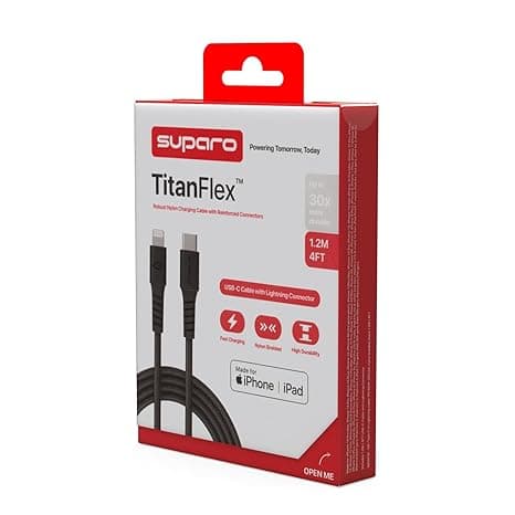 TitanFlex USB-C to Lightning Braided Fast Charging Cable 1.2M Black - Image 4