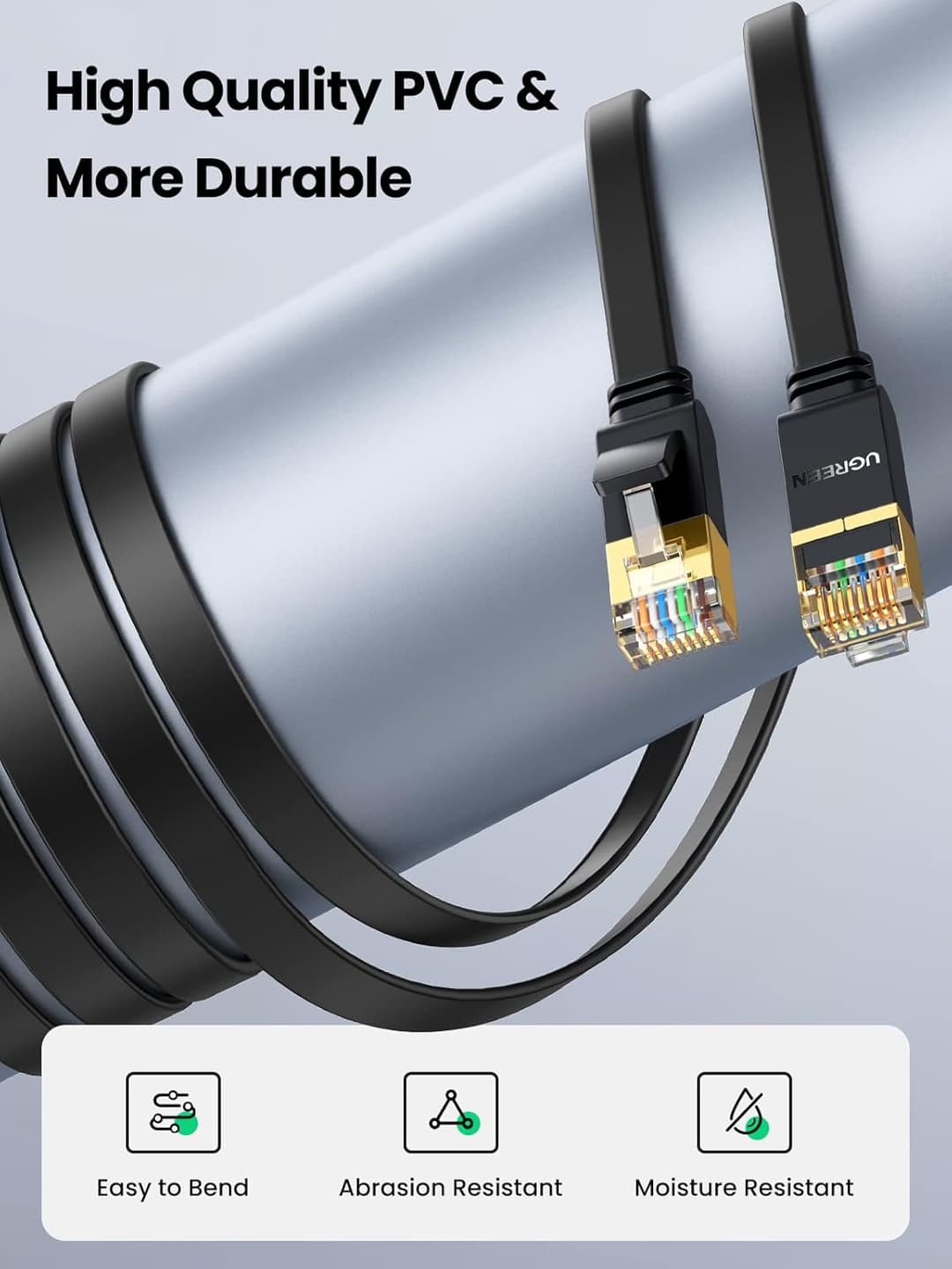 UGREEN Cat 7 Ethernet Cable 10M – High-Speed 10Gbps Flat LAN Cable - Image 5
