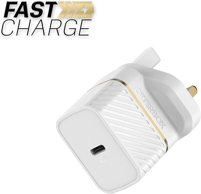 OtterBox 20W USB-C PD Fast Wall Charger, UK Plug, For Smartphone & Tablet, Drop Tested, Ultra Durable - White - Image 3